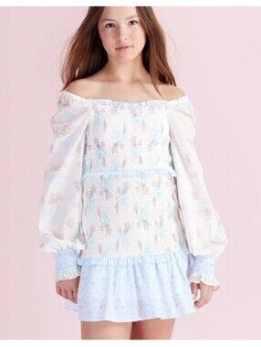 NWT LoveShackFancy x Target Juliet Smocked Ribbon Floral Mini Dress- 10 Coquette